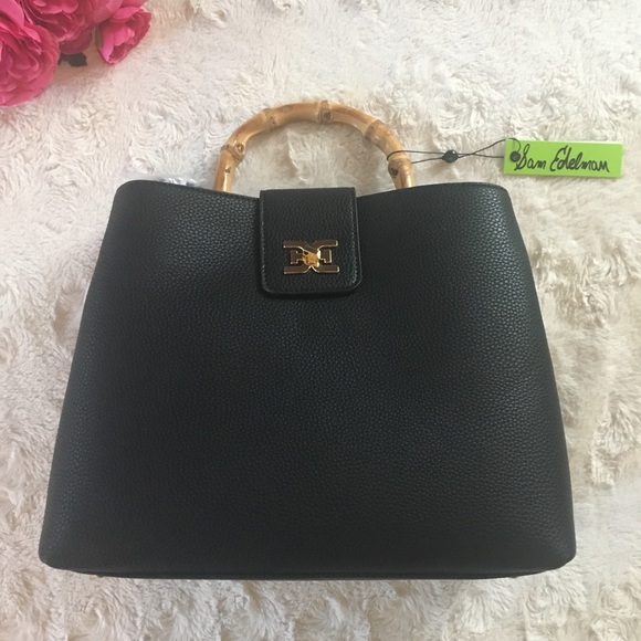 Sam Edelman Handbags - Sam Edelman Black Lois Satchel Bamboo  Crossbody